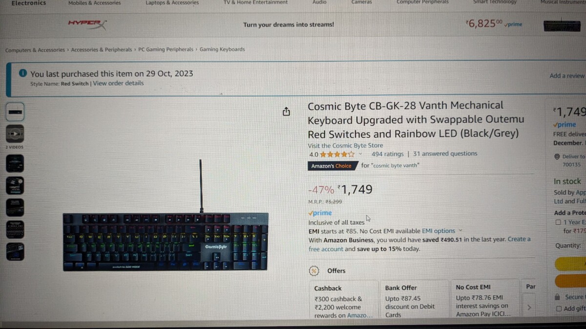 Cosmic byte Gaming keyboard