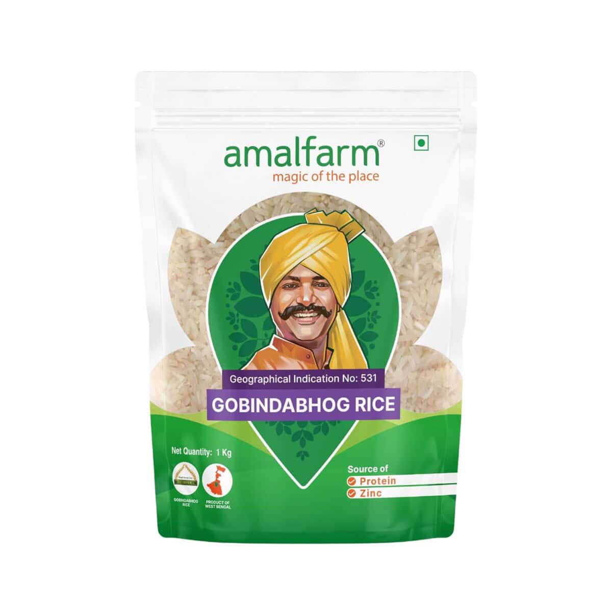 Amalfarm® Bengal Gobindobhog Aromatic Rice Premium গোবিন্দভোগ আতপ চাল , GI Tag & Lab Tested, No Artificial Aroma Mixed