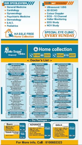 Apollo Sugar Clinic Shapoorji – Doctor Consultation Ultrasound Blood Test ECG and ECHO