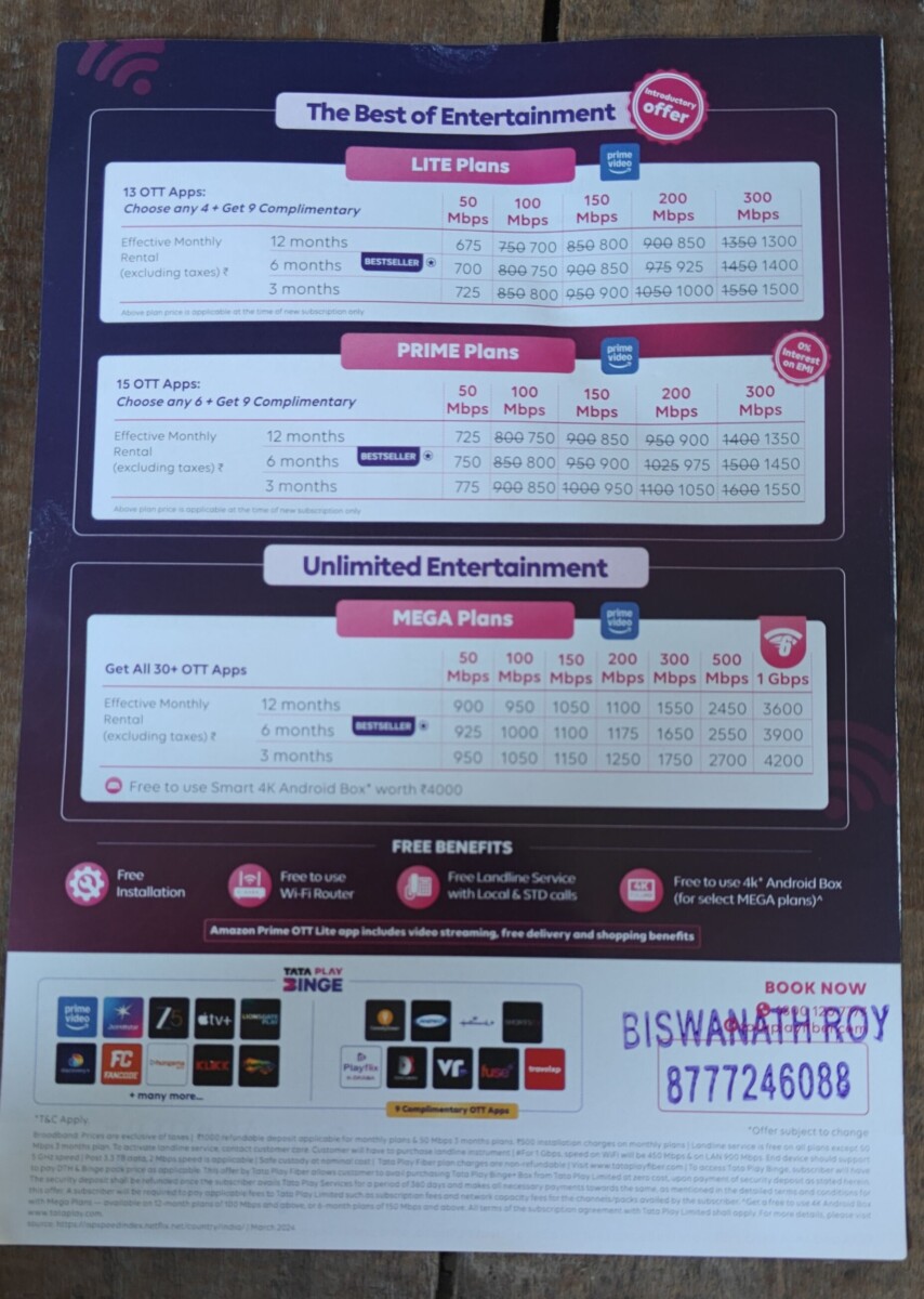 TATA PLAY FIBER BROADBAND SERVICE